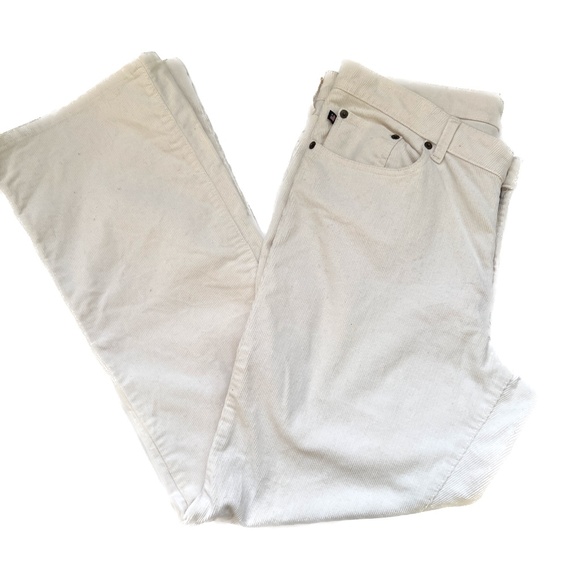 Polo Jeans Ralph Lauren Pants Corduroy Off White Flared Bootcut Cotton Blend 14 - Picture 1 of 5